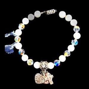 14k White Gold Moonstone & Crystal Bracelet
